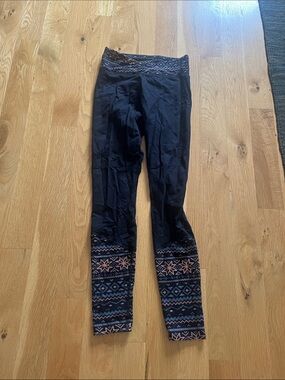 Pact Black Leggings with Multicolor Fair Isle Trim